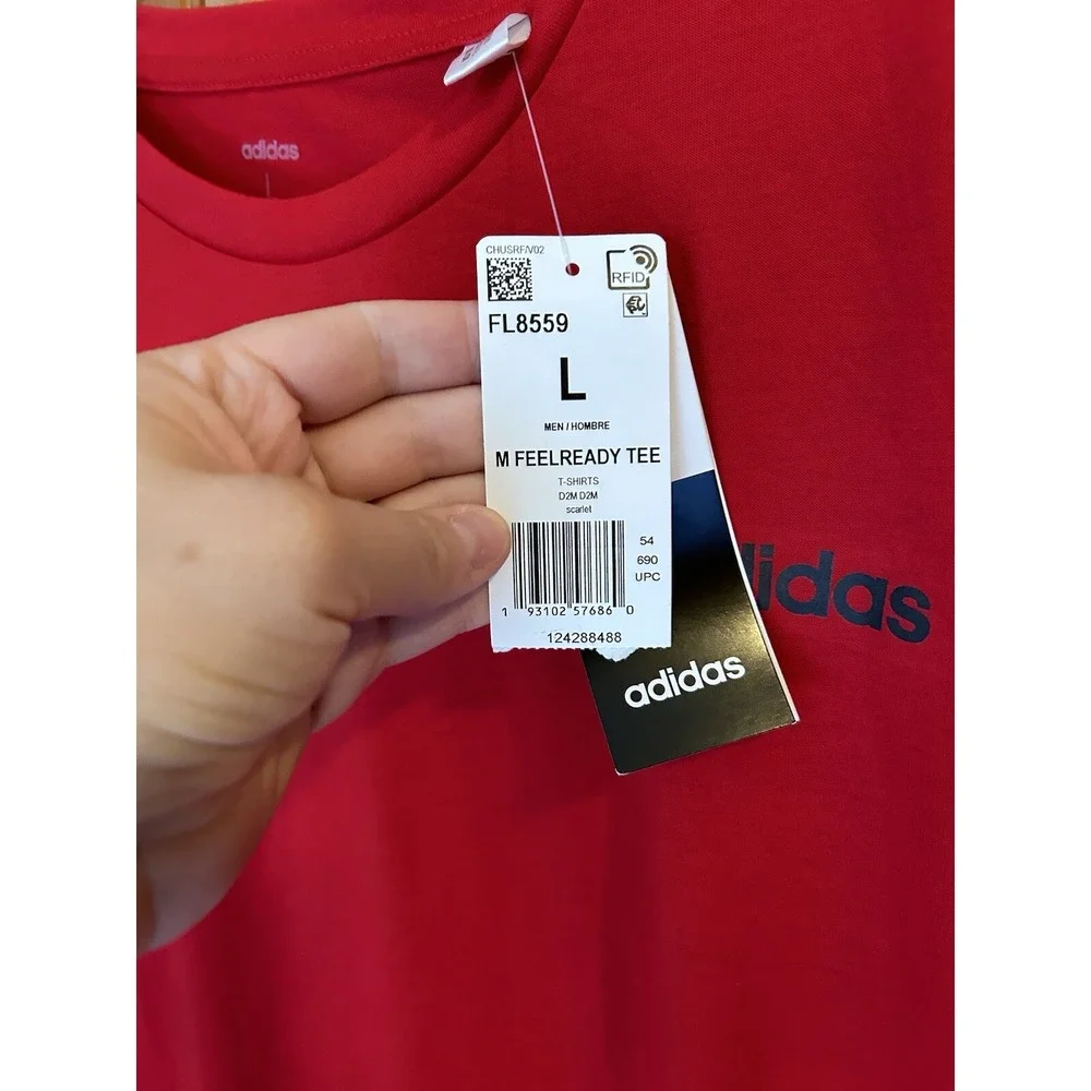 Adidas Mens L Workout Athletic Red Tee T-Shirt Red‎ Short Sleeve NWT